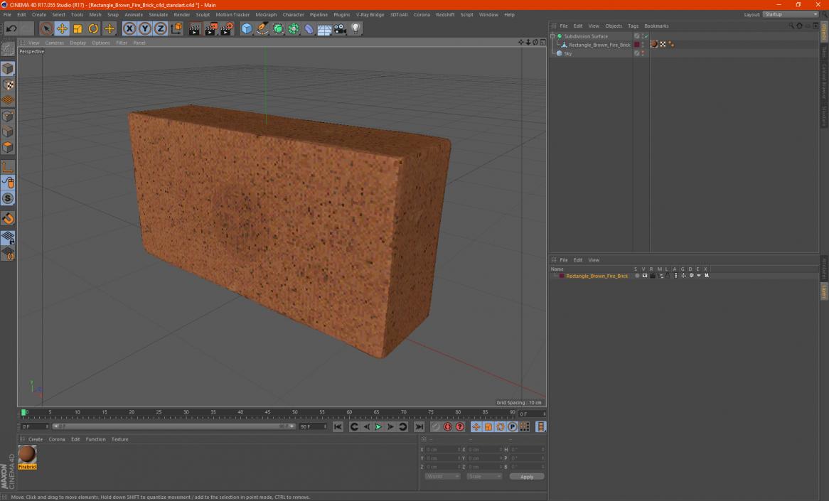 3D Rectangle Brown Fire Brick