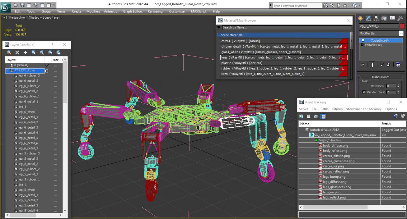 3D model Six Legged Robotic Lunar Rover