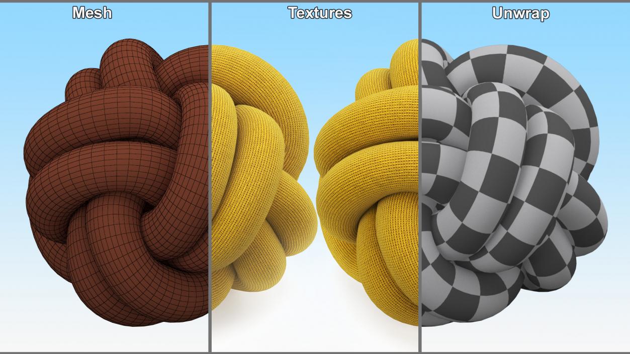 3D model Mustard Round Knot Pillow