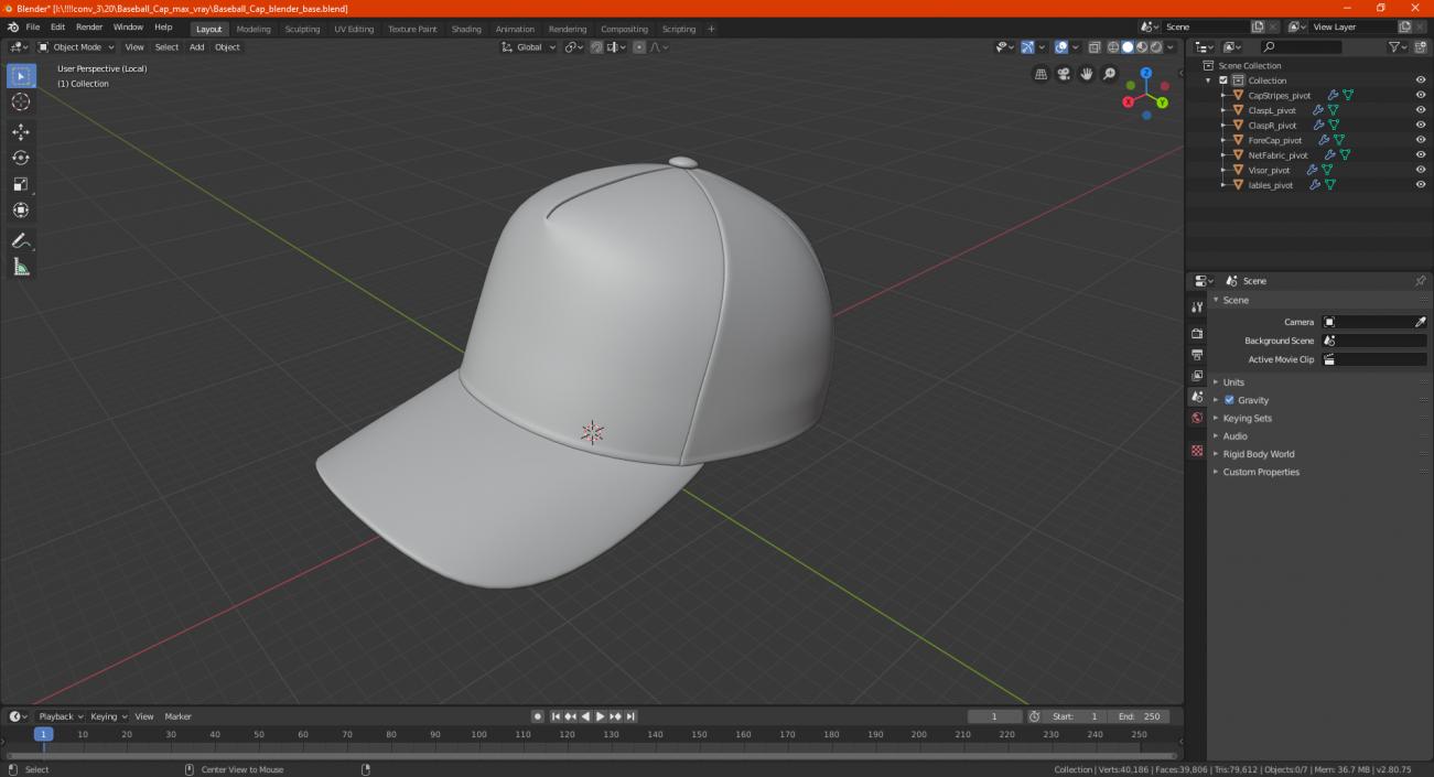 Baseball Cap 4 3D model