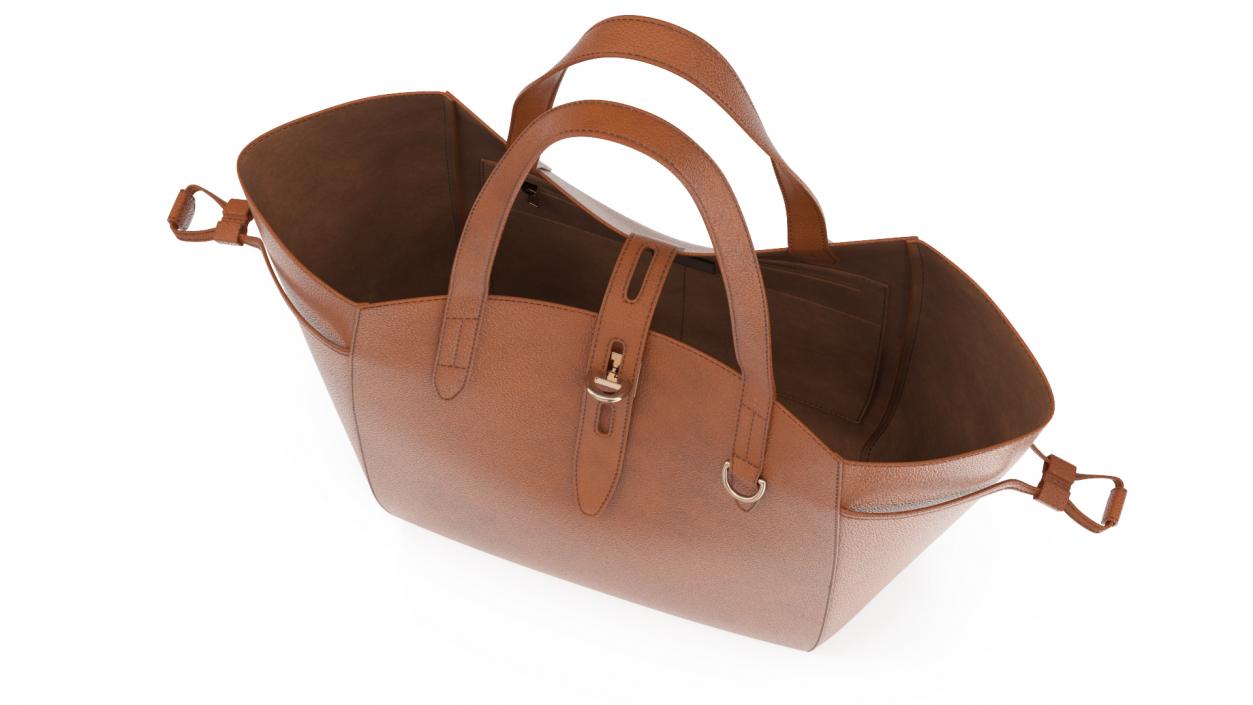 Leather Tote Bag Brown 3D