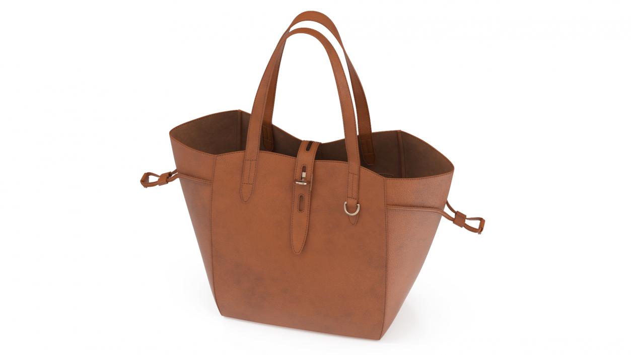 Leather Tote Bag Brown 3D