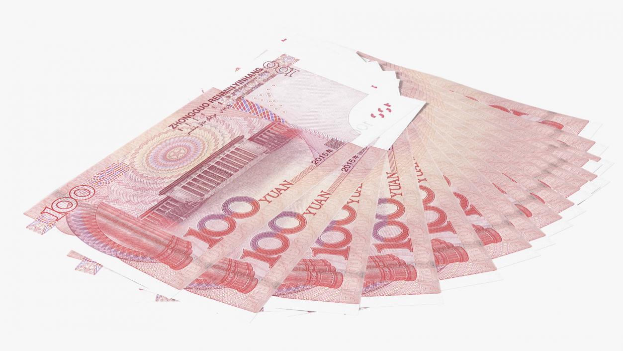 3D model Chinese 100 Yuan 2015 Banknotes Fan