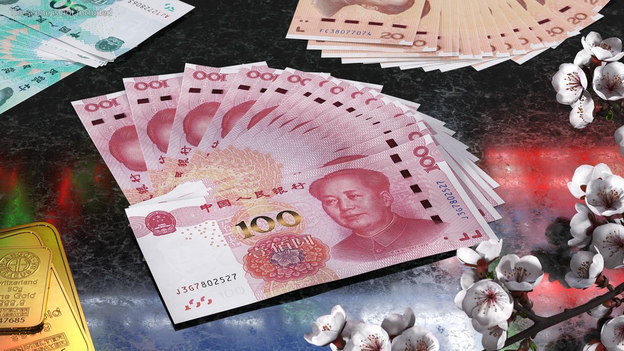 3D model Chinese 100 Yuan 2015 Banknotes Fan