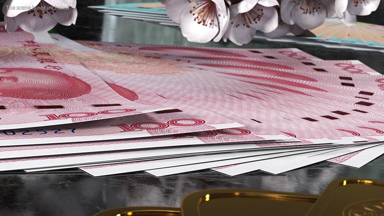 3D model Chinese 100 Yuan 2015 Banknotes Fan