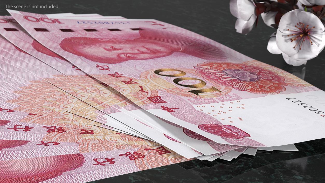 3D model Chinese 100 Yuan 2015 Banknotes Fan