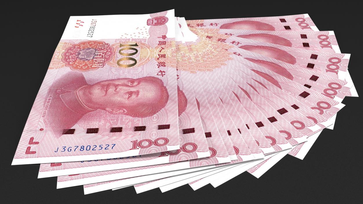 3D model Chinese 100 Yuan 2015 Banknotes Fan