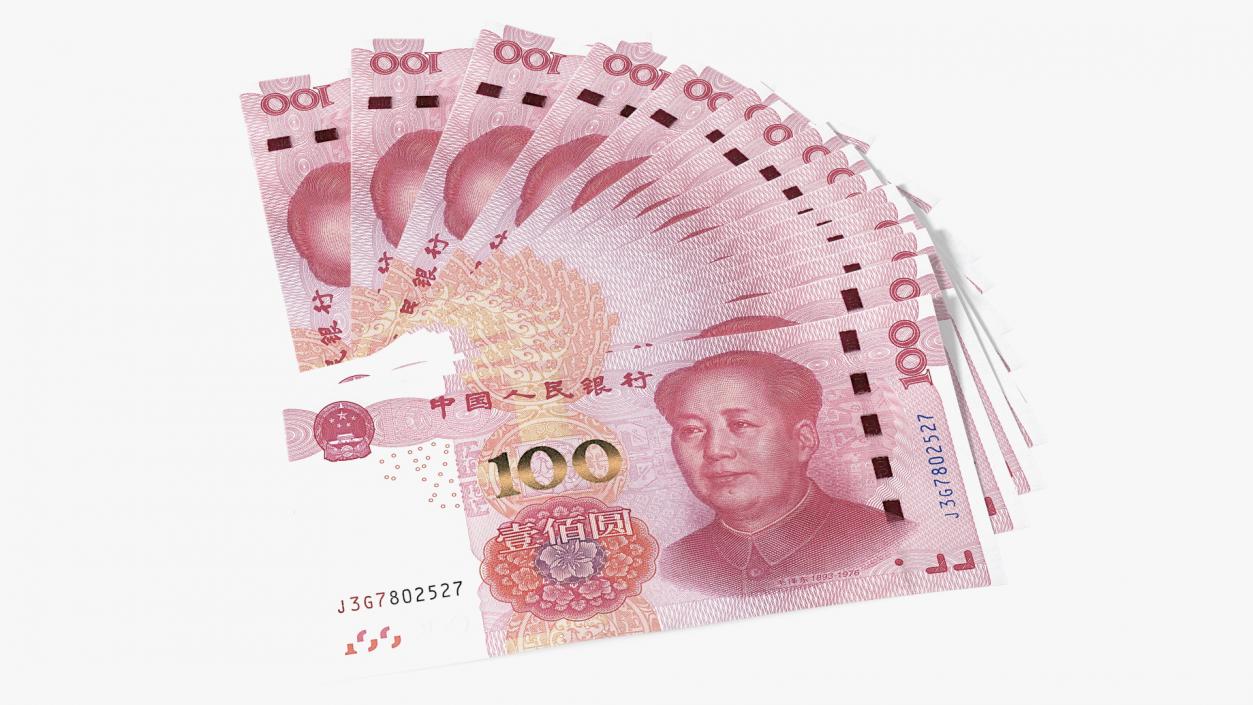 3D model Chinese 100 Yuan 2015 Banknotes Fan