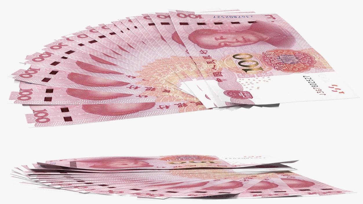 3D model Chinese 100 Yuan 2015 Banknotes Fan