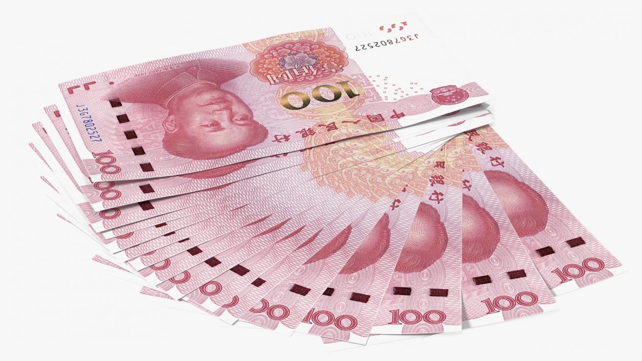 3D model Chinese 100 Yuan 2015 Banknotes Fan