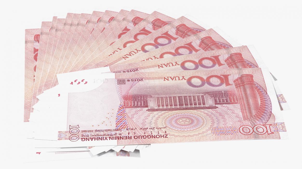 3D model Chinese 100 Yuan 2015 Banknotes Fan