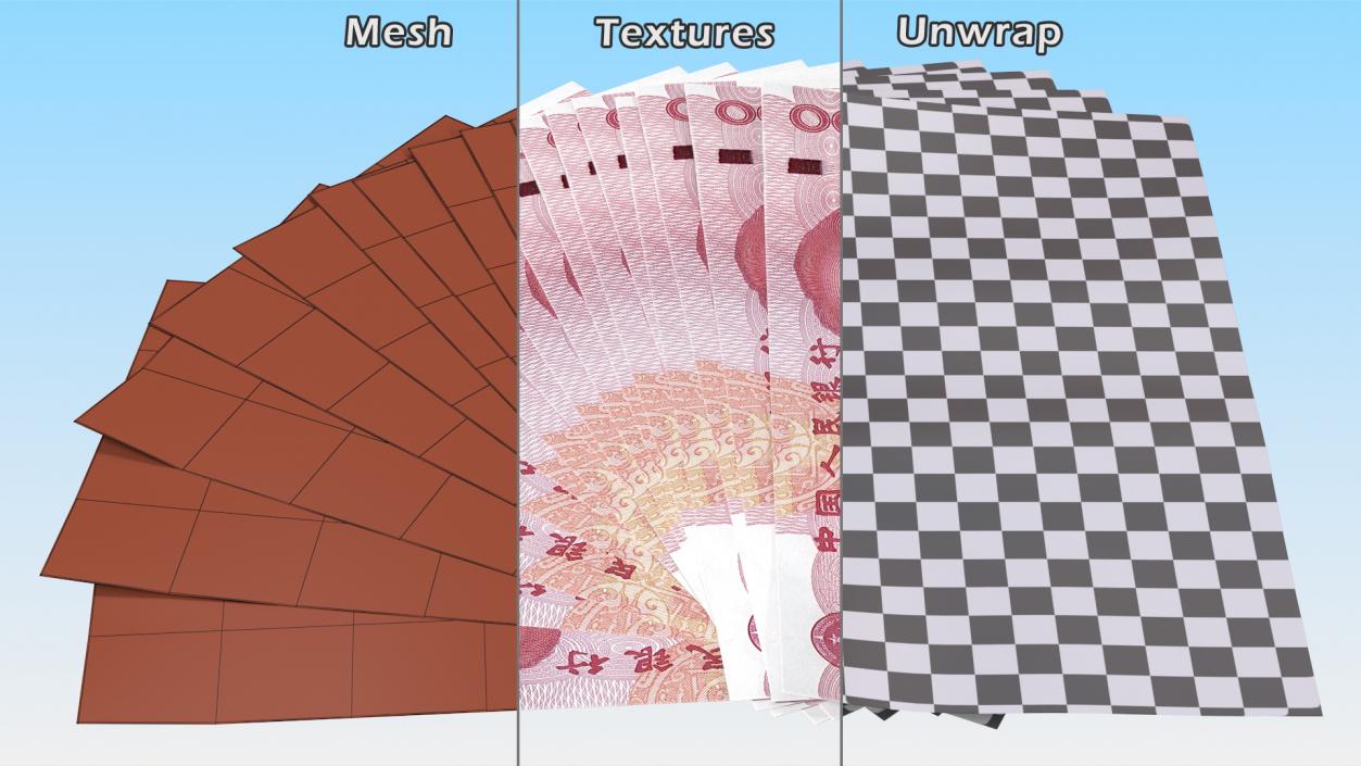 3D model Chinese 100 Yuan 2015 Banknotes Fan