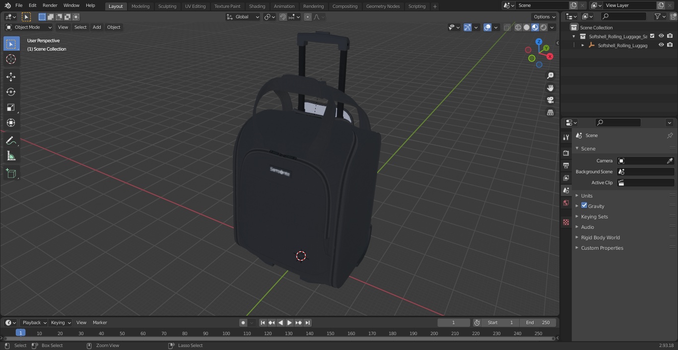 3D Softshell Rolling Luggage Samsonite Black