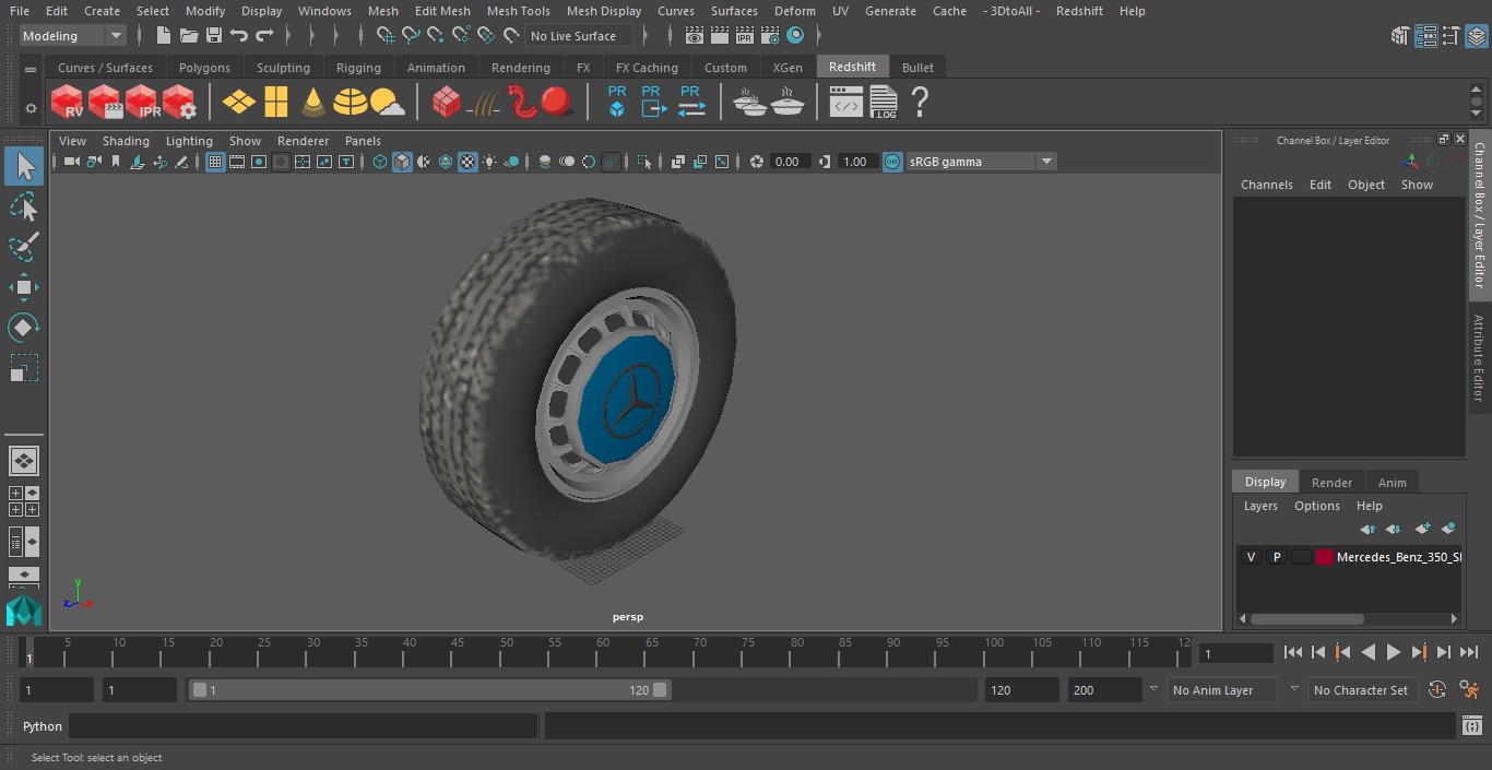 3D Mercedes Benz 350 SE Wheel