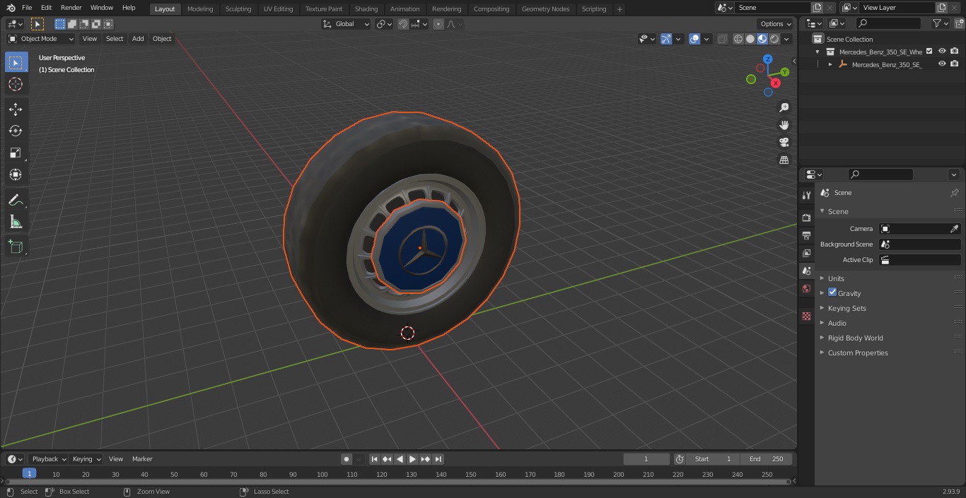 3D Mercedes Benz 350 SE Wheel