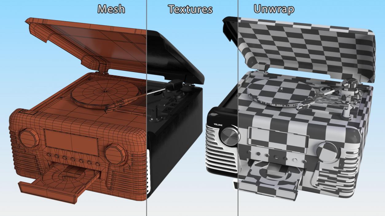 Retro Turntables Collection 3D