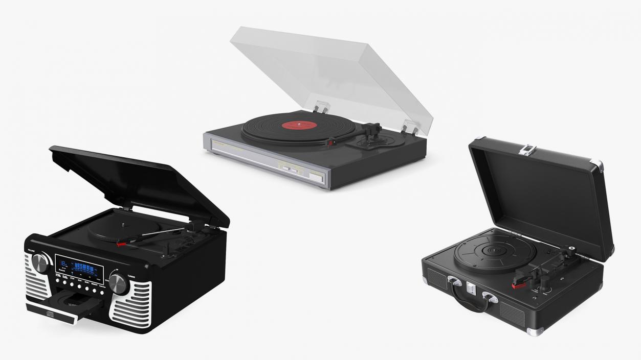 Retro Turntables Collection 3D