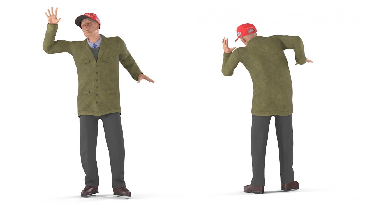 Old Man wearing Donald Trump Hat Rigged 3D model