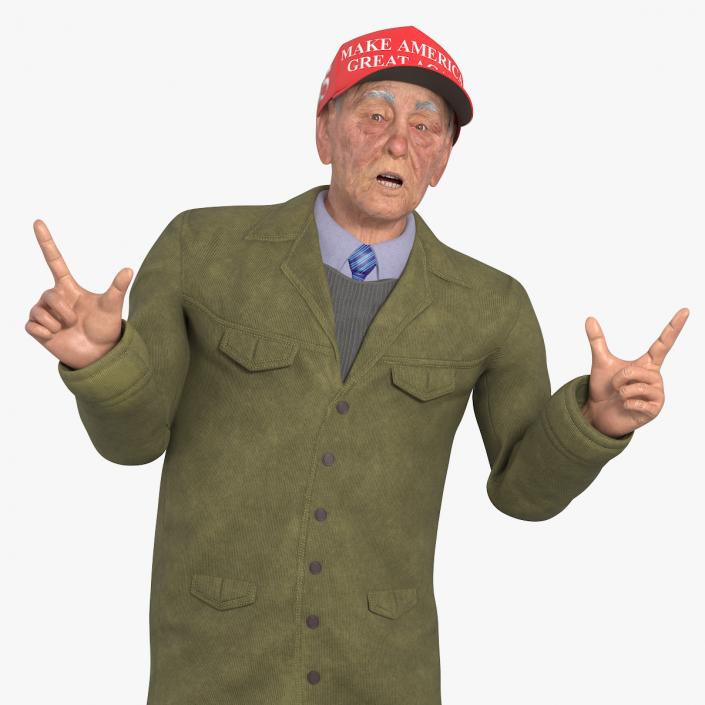 Old Man wearing Donald Trump Hat Rigged 3D model