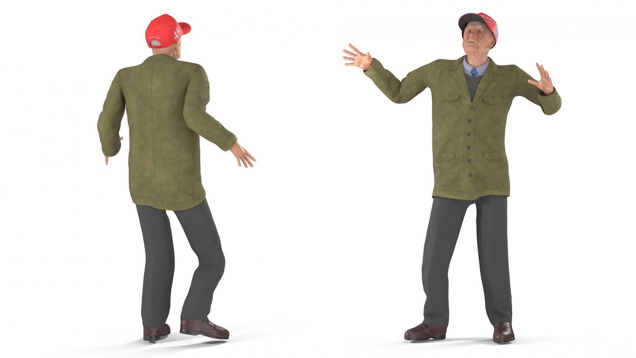 Old Man wearing Donald Trump Hat Rigged 3D model