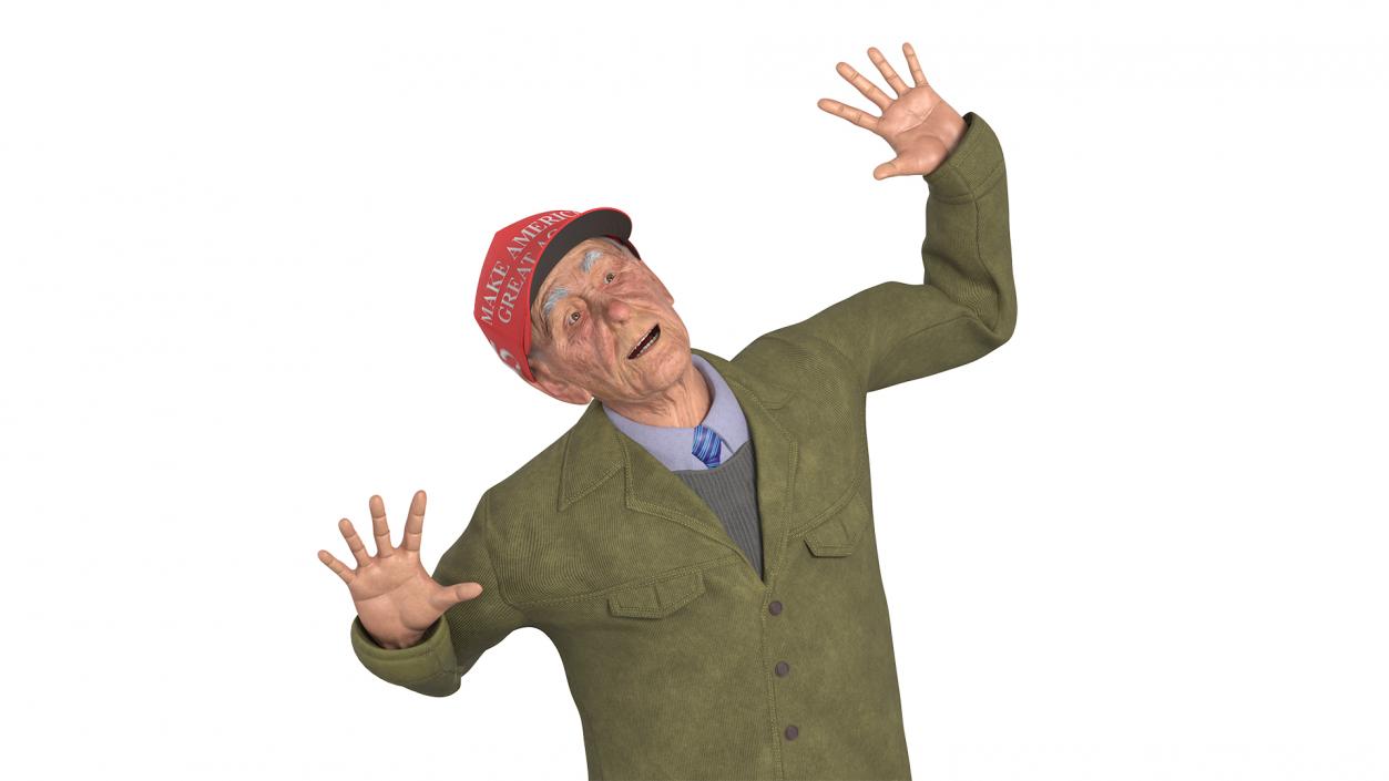 Old Man wearing Donald Trump Hat Rigged 3D model