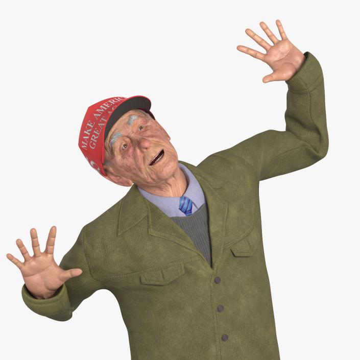 Old Man wearing Donald Trump Hat Rigged 3D model