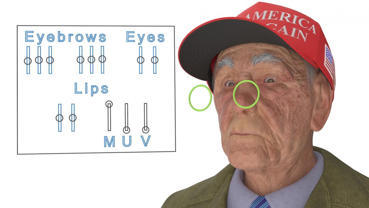 Old Man wearing Donald Trump Hat Rigged 3D model