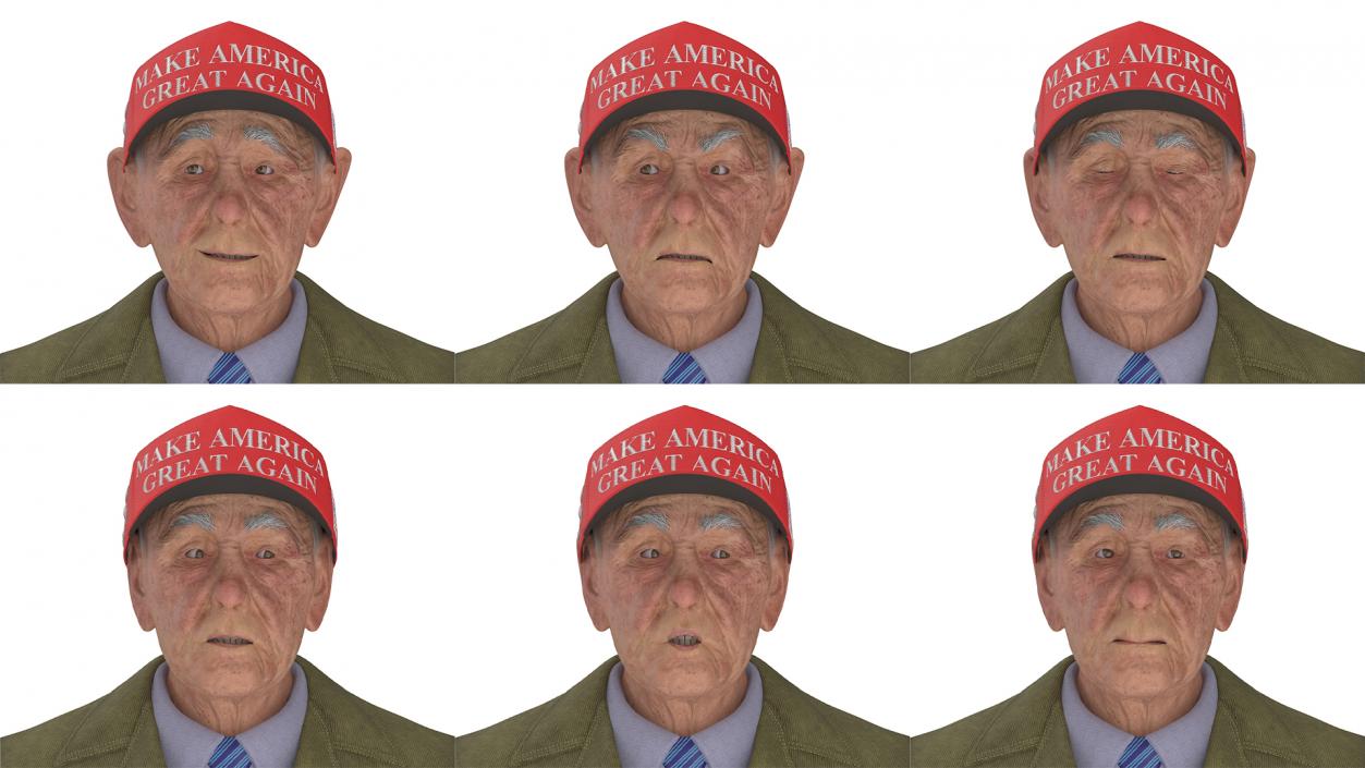 Old Man wearing Donald Trump Hat Rigged 3D model