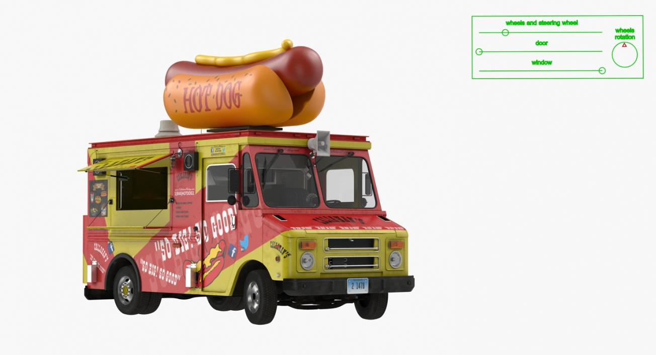 3D model Hot Dog Truck Rigged