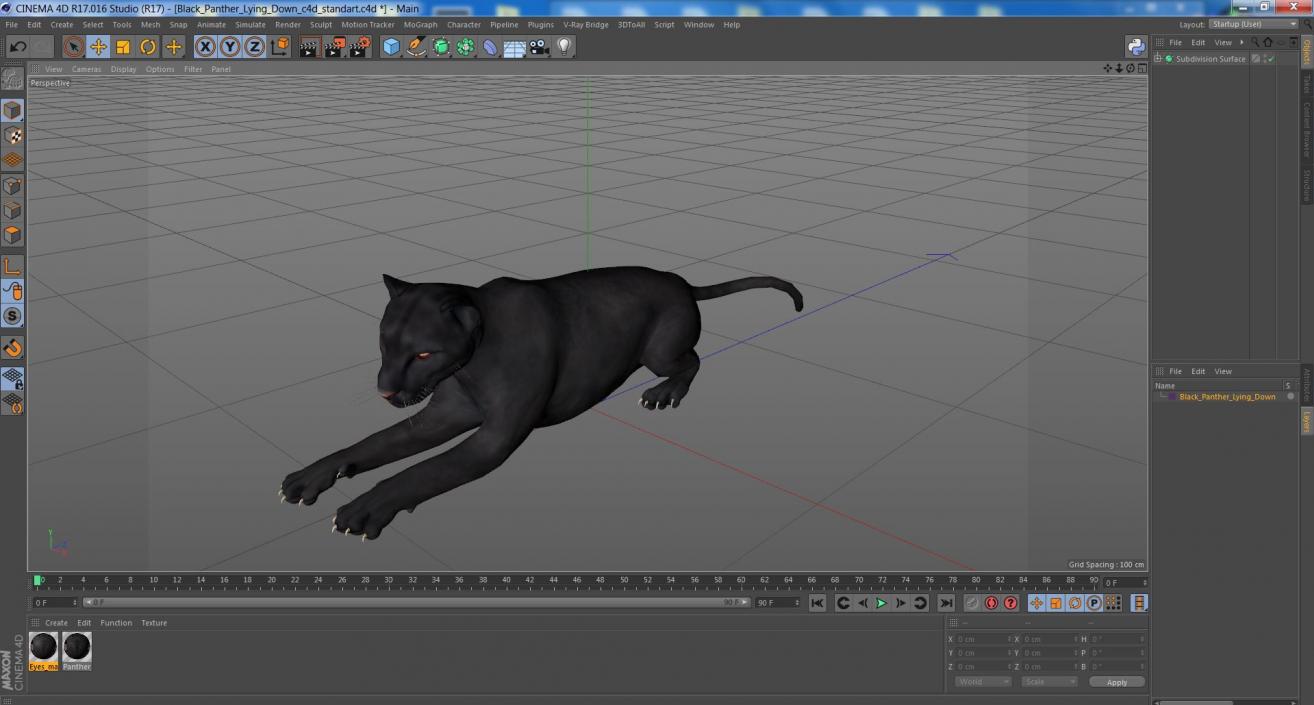 3D Black Panther Lying Down 2