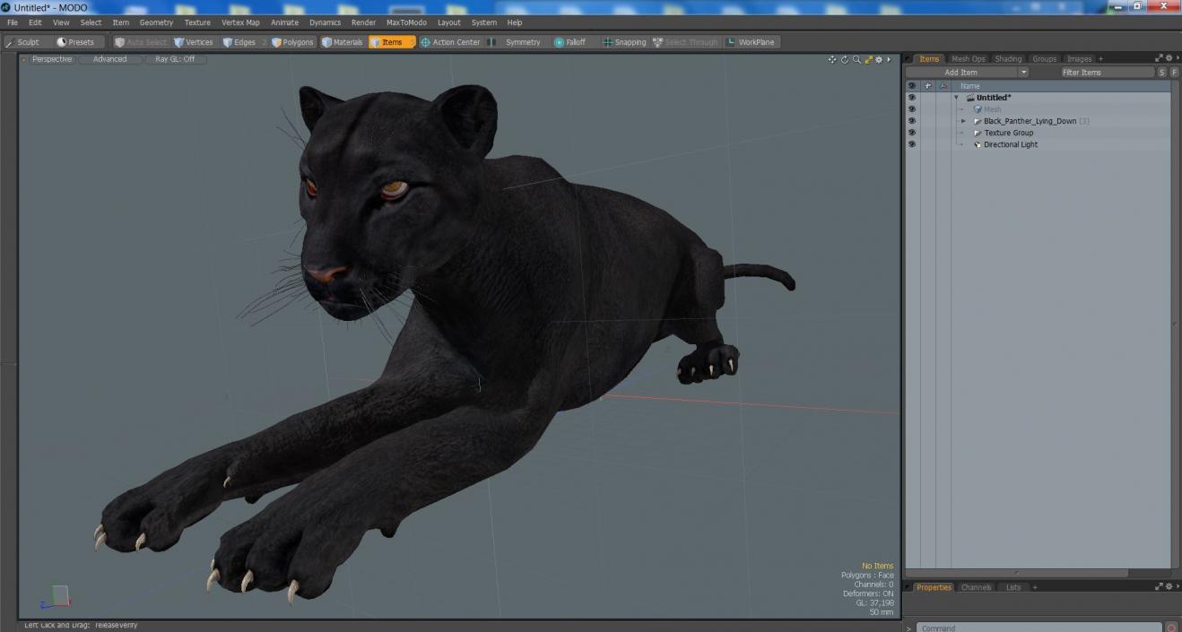 3D Black Panther Lying Down 2