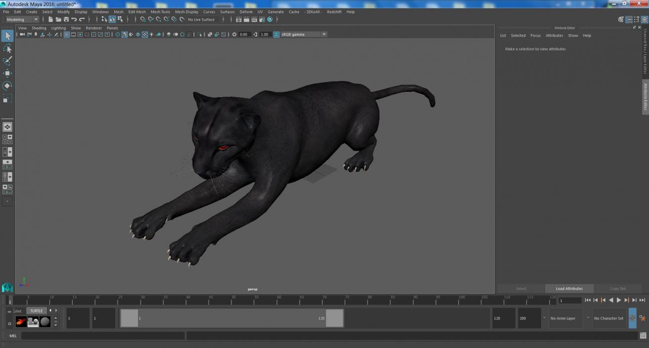 3D Black Panther Lying Down 2