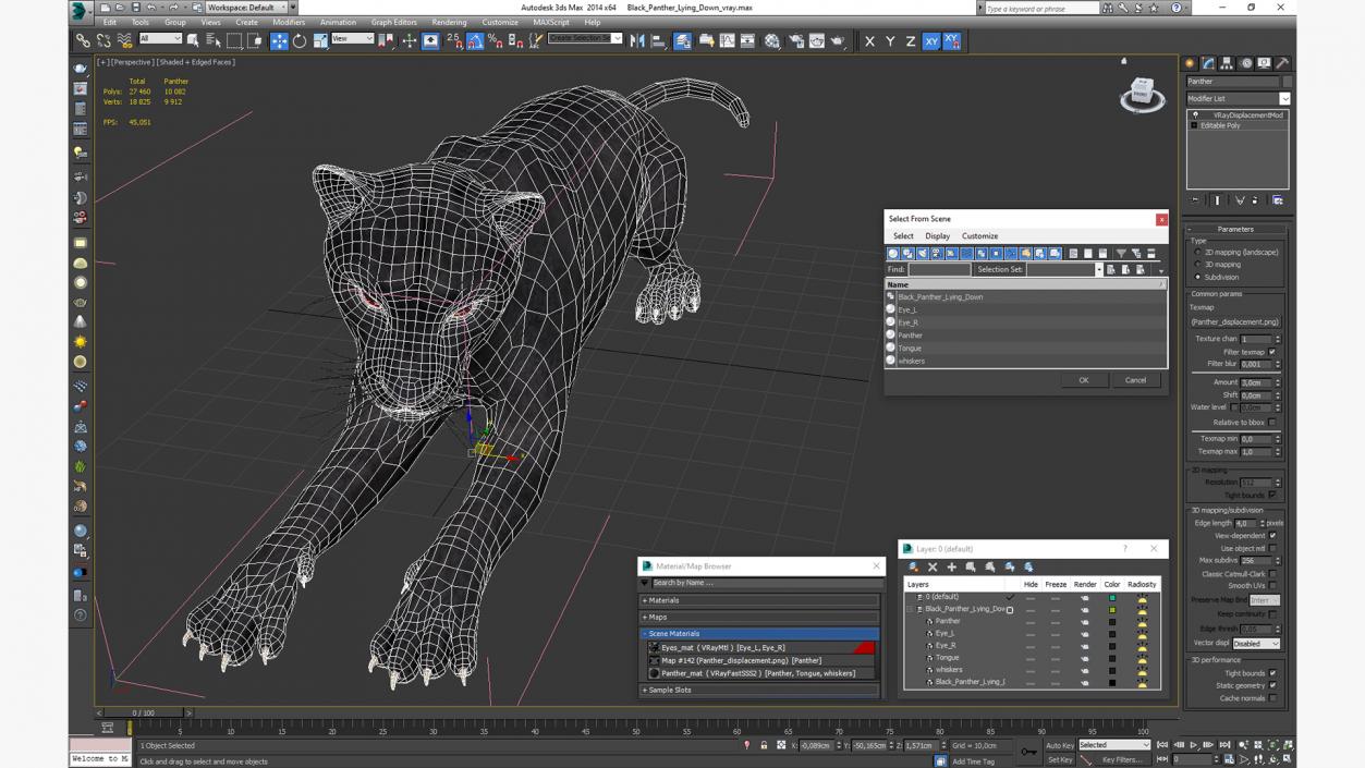 3D Black Panther Lying Down 2