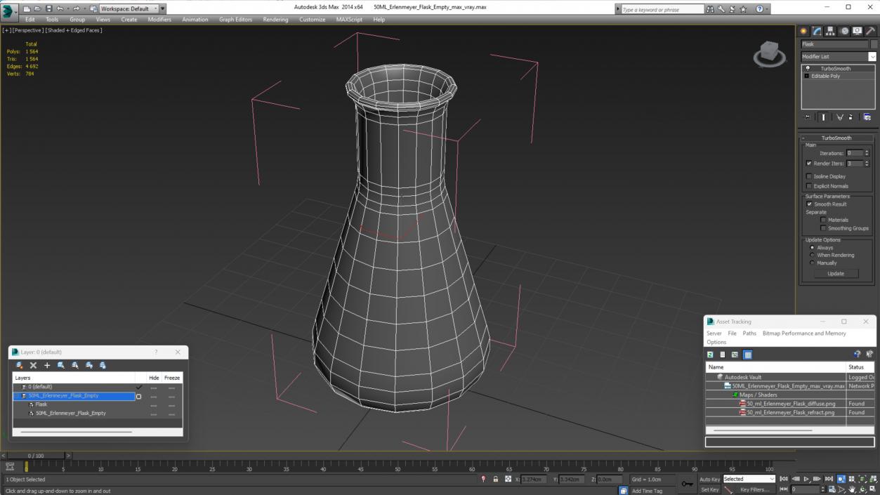 50ML Erlenmeyer Flask Empty 3D