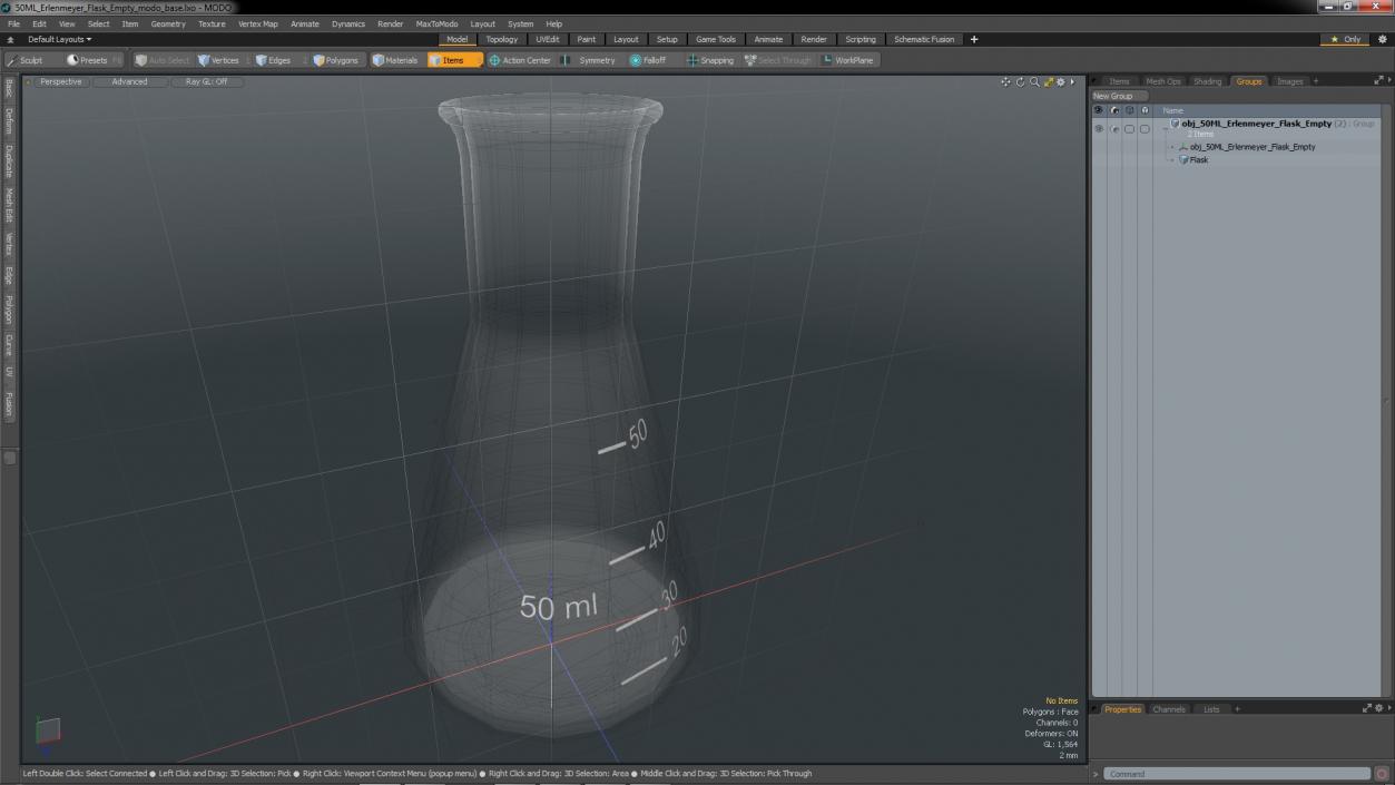 50ML Erlenmeyer Flask Empty 3D