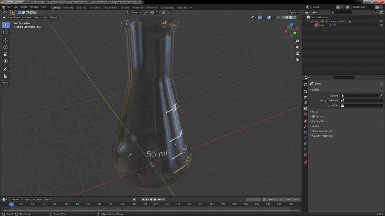 50ML Erlenmeyer Flask Empty 3D