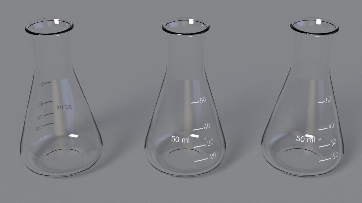 50ML Erlenmeyer Flask Empty 3D