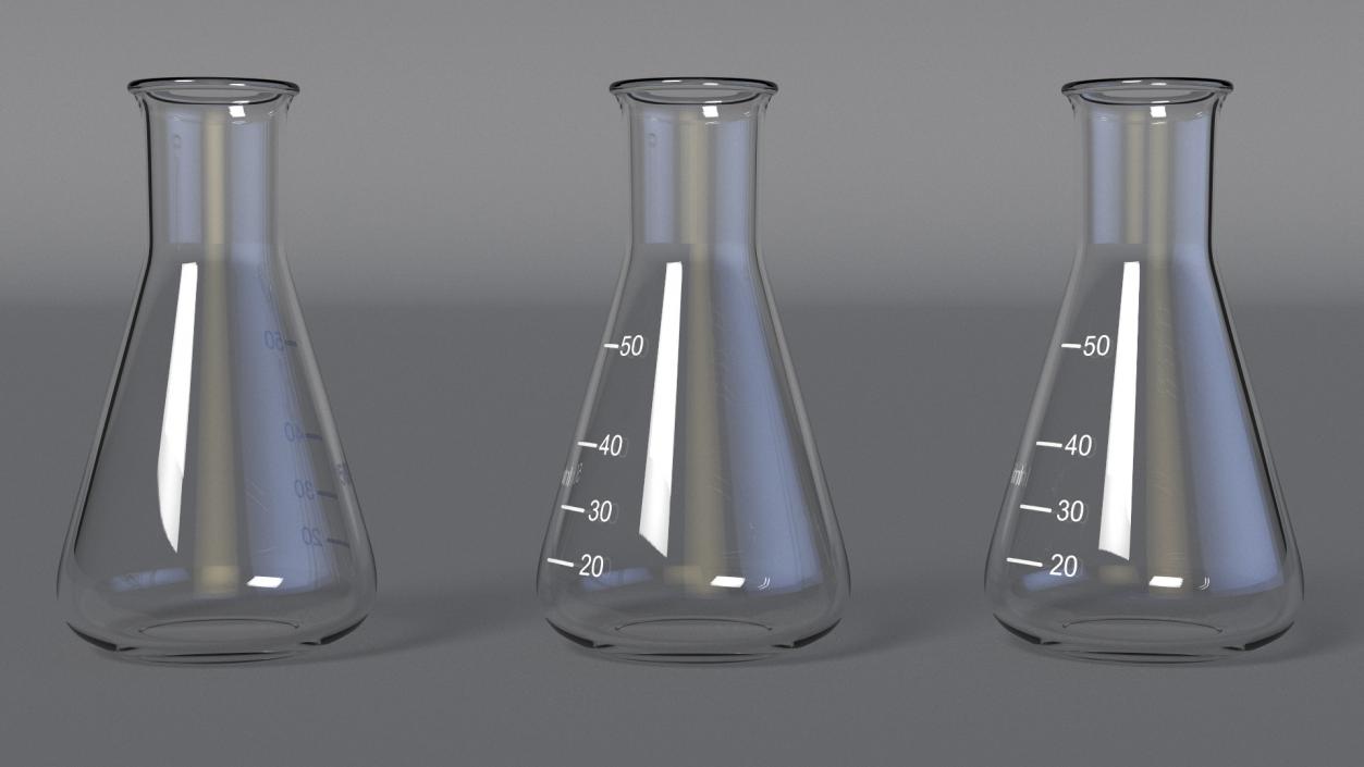 50ML Erlenmeyer Flask Empty 3D