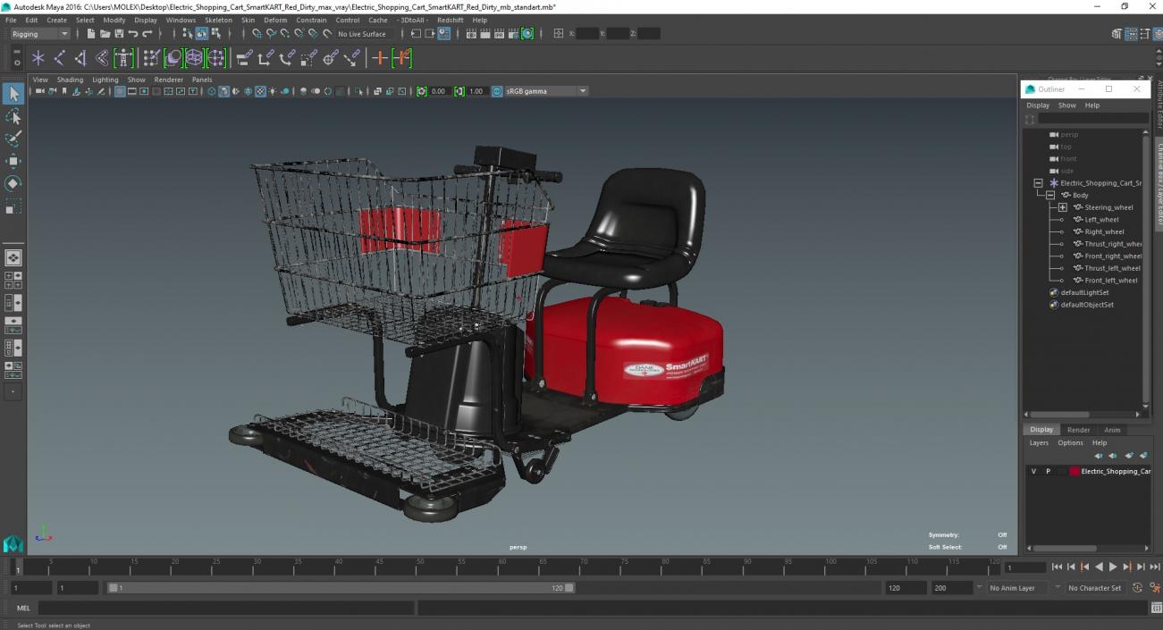 Electric Shopping Cart SmartKART Red Dirty 3D