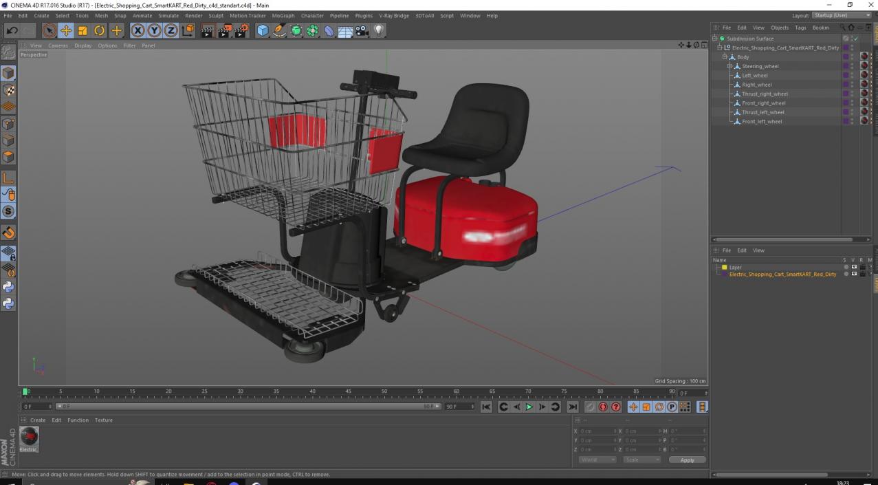 Electric Shopping Cart SmartKART Red Dirty 3D