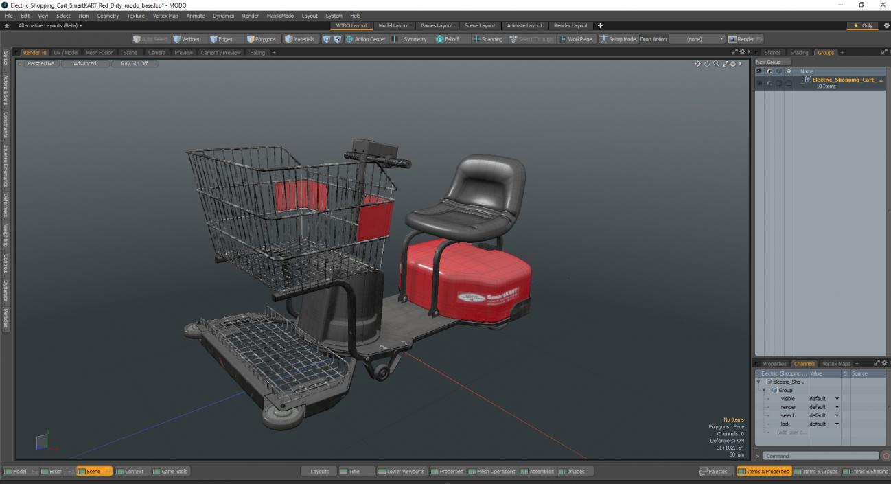 Electric Shopping Cart SmartKART Red Dirty 3D