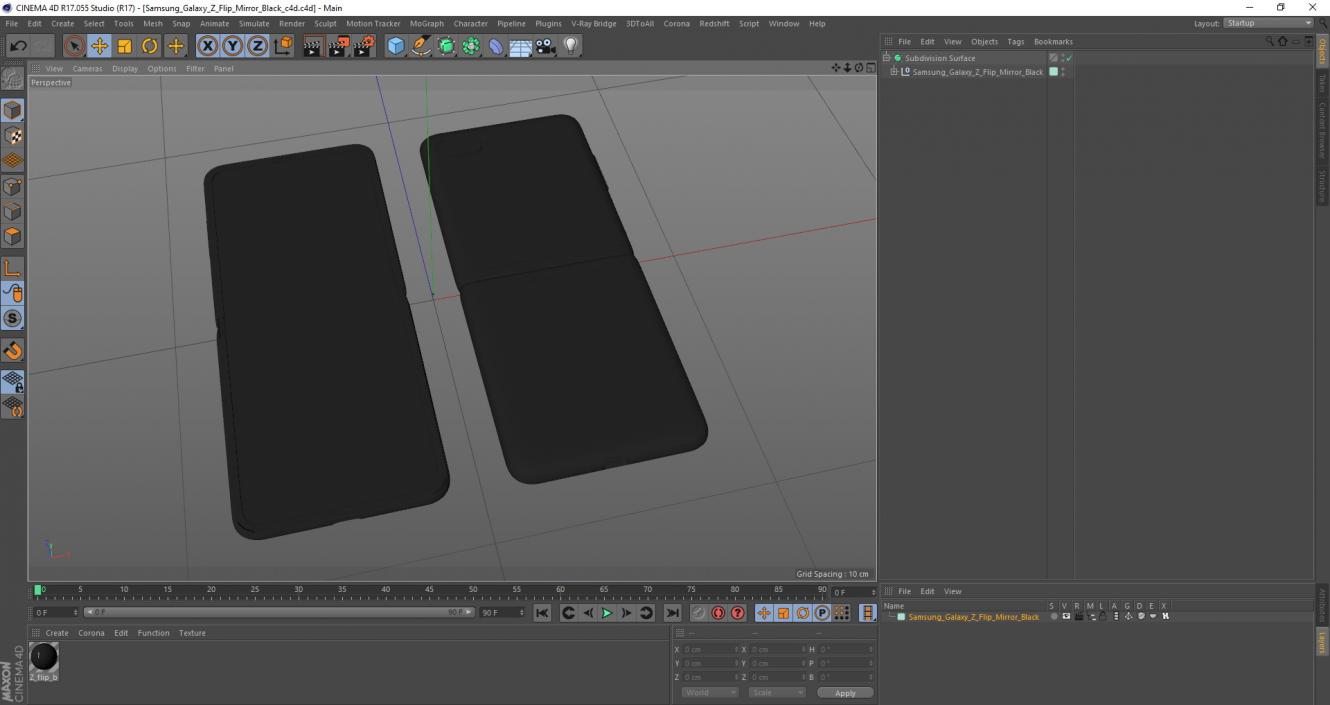 Samsung Galaxy Z Flip Mirror Black 3D model