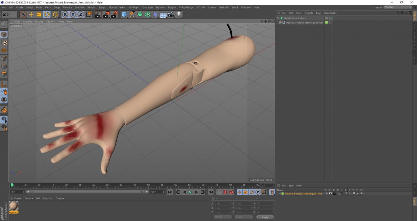 3D model Injured Firstaid Mannequin Arm