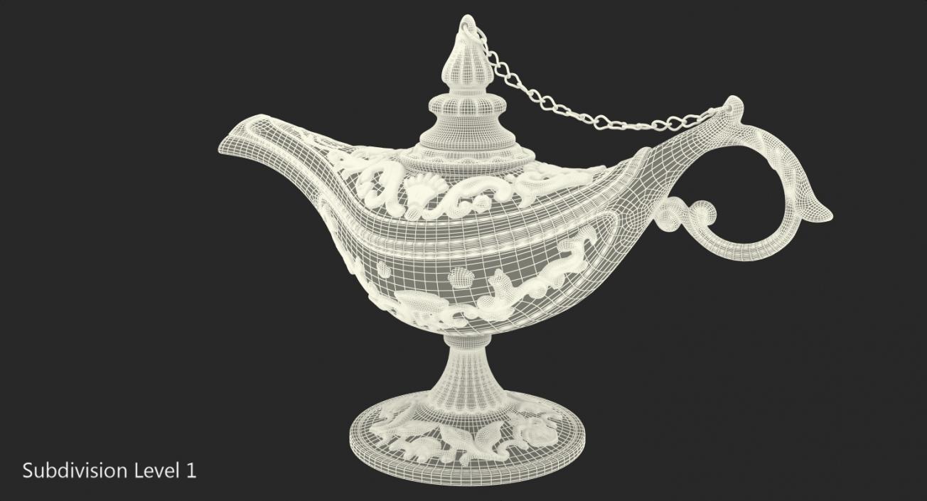 3D model Antique Silver Magic Lamp