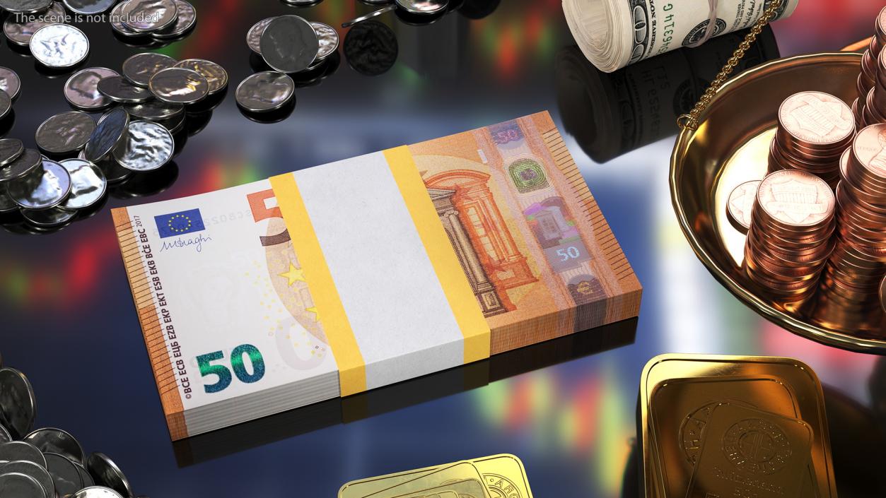 Stack Money 50 Euro 3D model