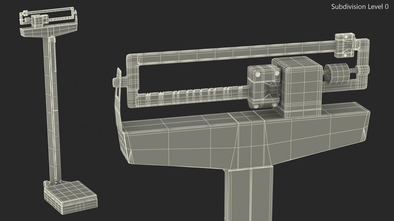 3D model Physician Weighing Scale with Height Rod