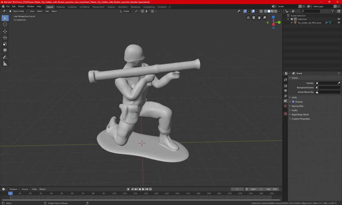 3D model Toy Soldier with Rocket Launcher Bazooka