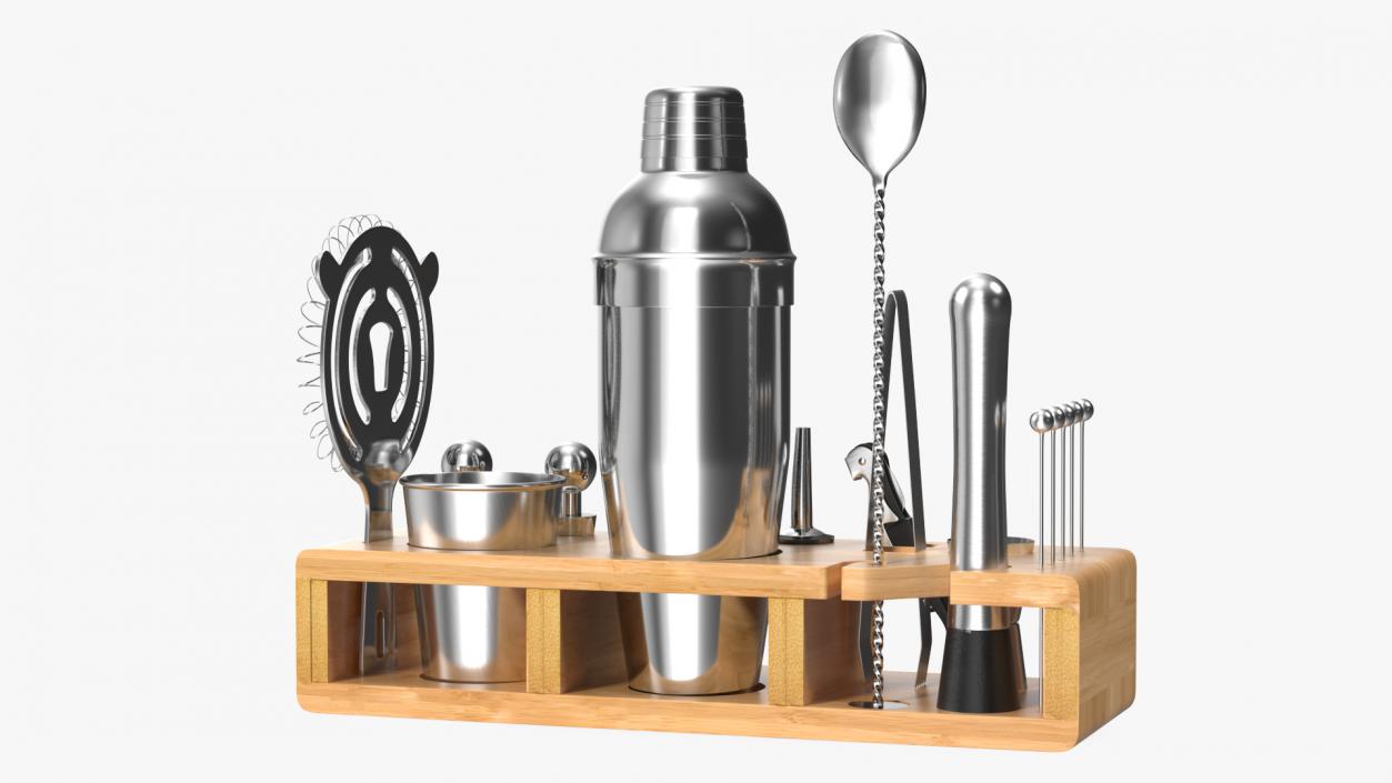 3D Complete Bartender Kit 21 Pieces Stainless Steel model