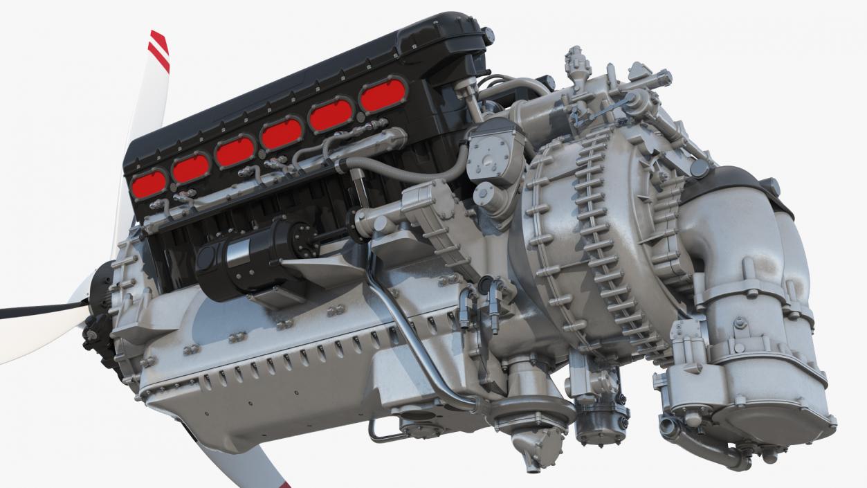 V12 Piston Aero Engine 3D