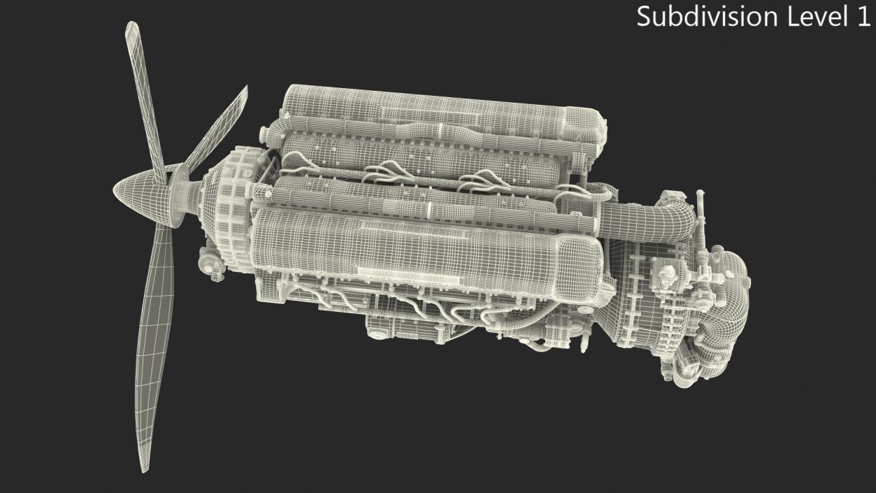 V12 Piston Aero Engine 3D